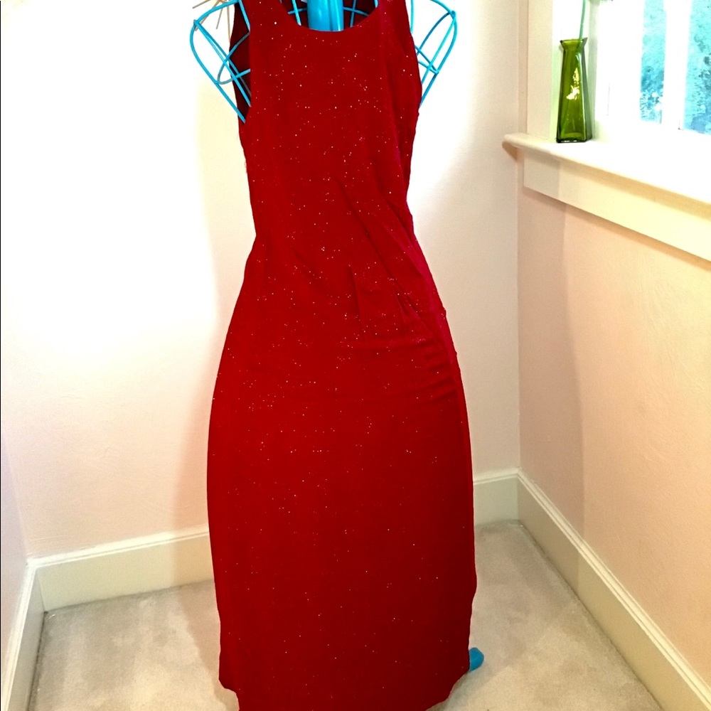 Deep Red sparkly 90’s dress